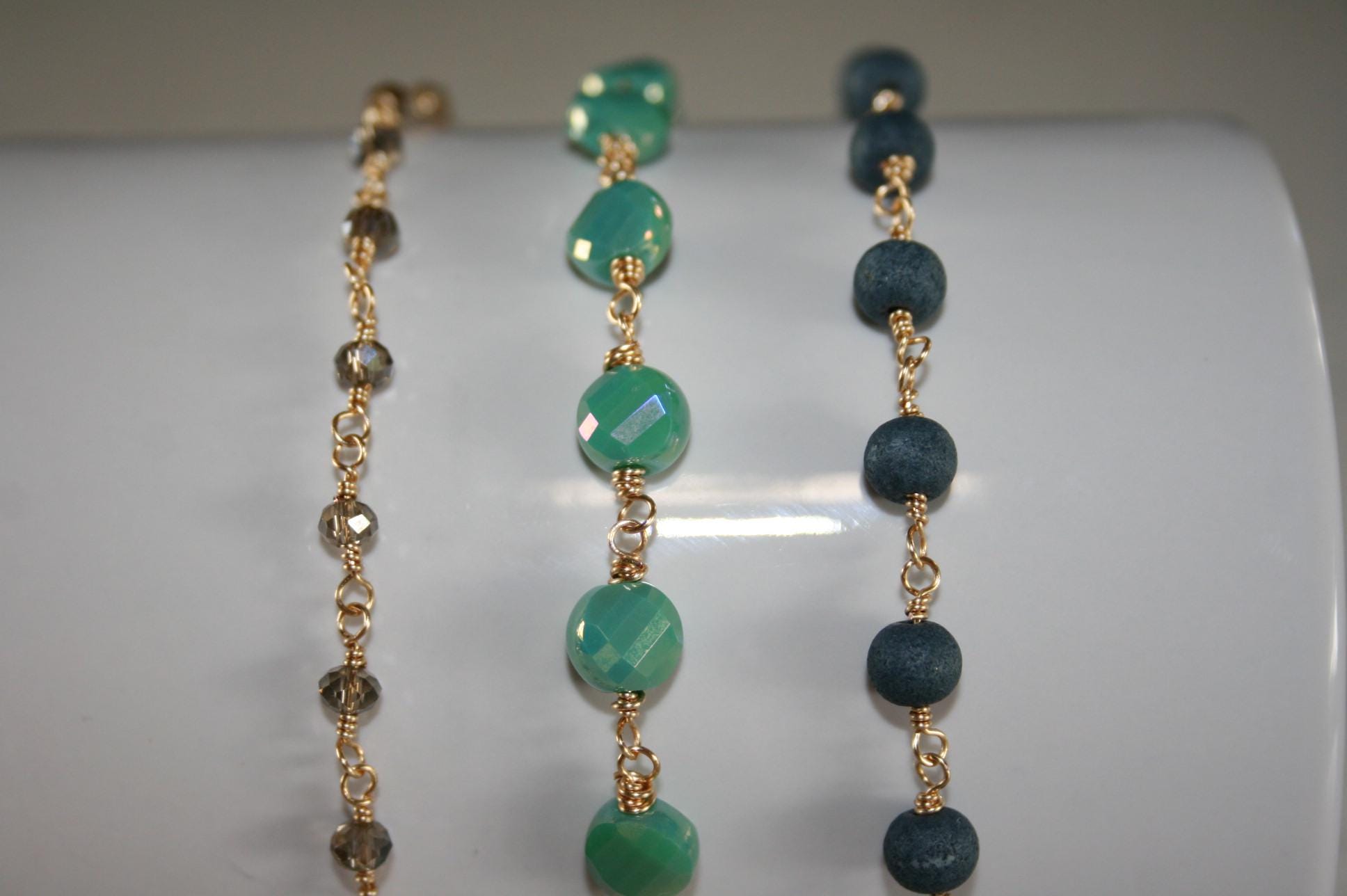 Handmade Petite Gold Wire & Glass Beaded Bracelet or Necklace – Minimalist, Dainty Jewelry for Everyday Wear or Gift Giving, Boho Jewelry