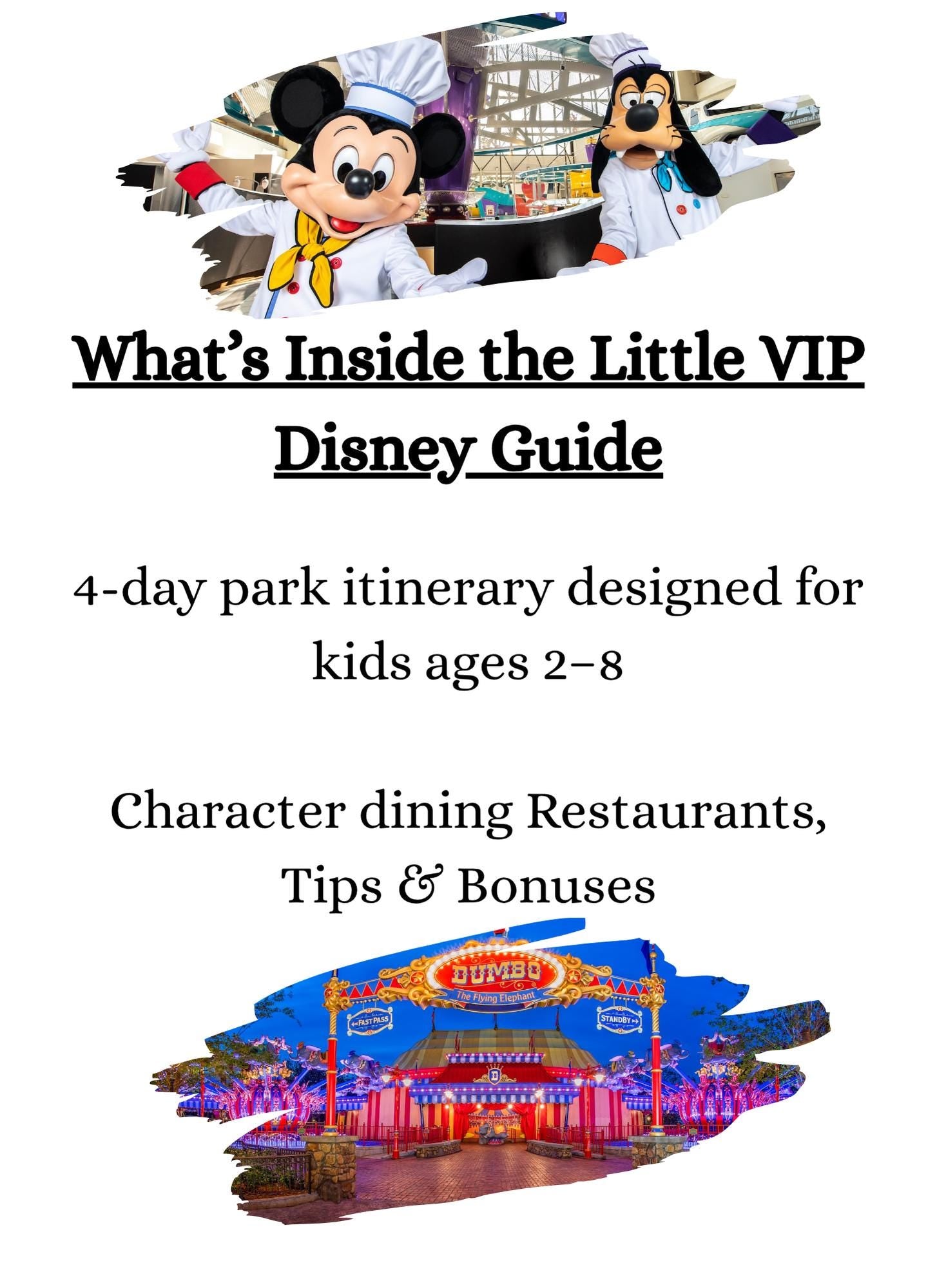 Little VIP's Disney Itinerary | Stress-Free Disney Plan for Families 4 Days Included | Park Strategies, Insider Delights | Download & links