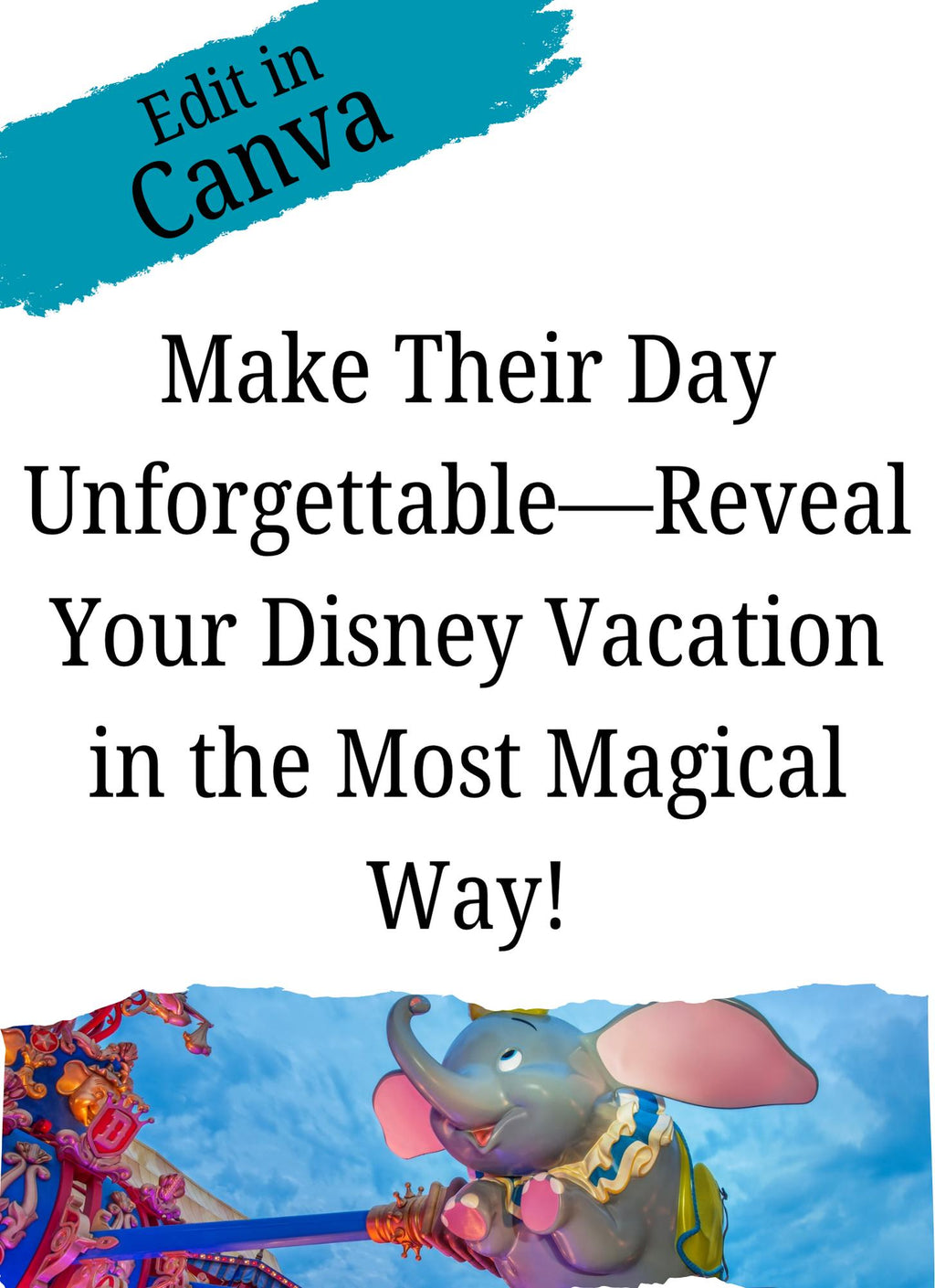 Surprise Disney Trip Reveal Printable - Editable Canva Ticket - Magical Vacation Announcement Ticket - Disney World Customizable Ticket