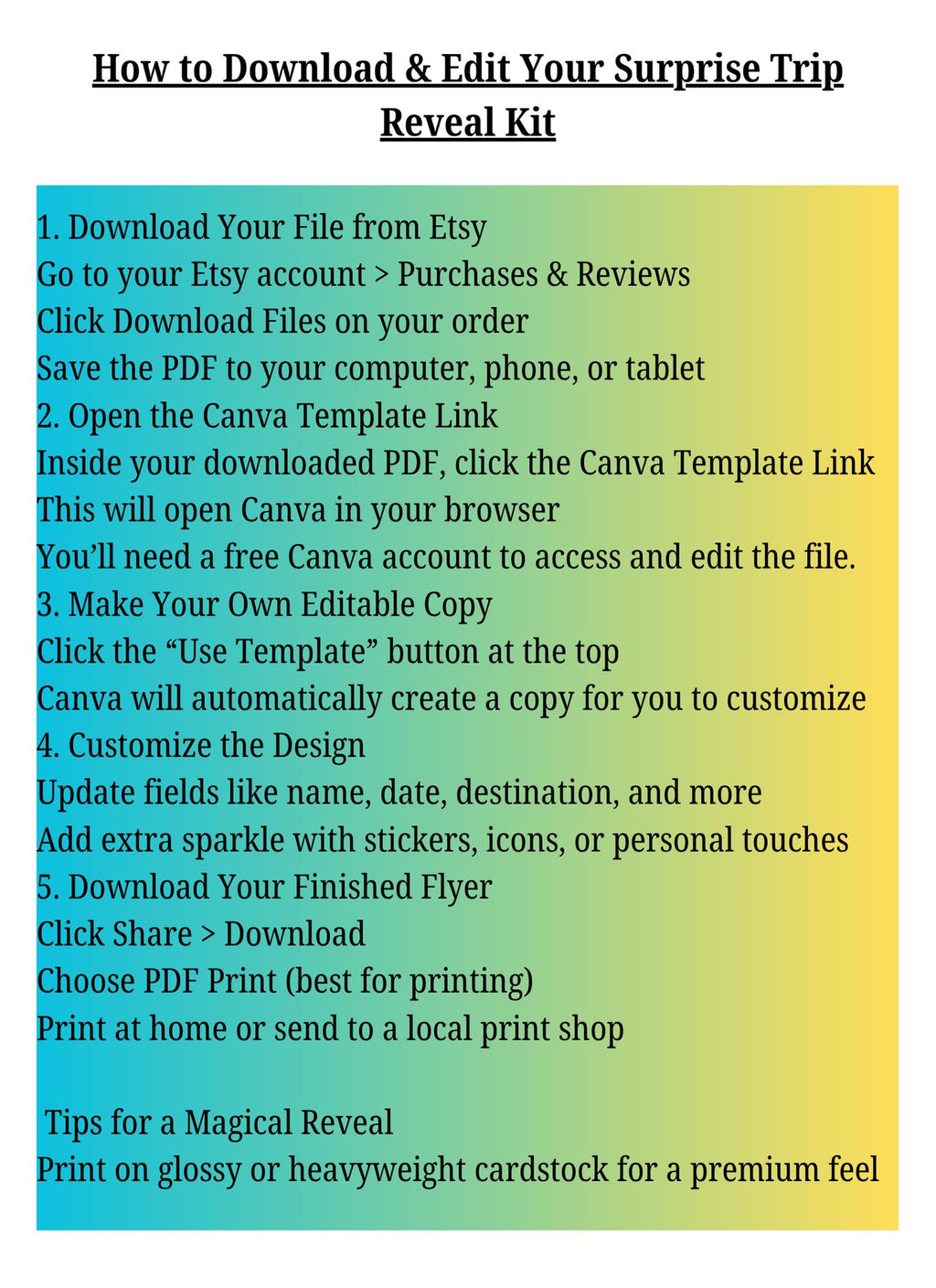 Surprise Disney Trip Reveal Printable - Editable Canva Ticket - Magical Vacation Announcement Ticket - Disney World Customizable Ticket