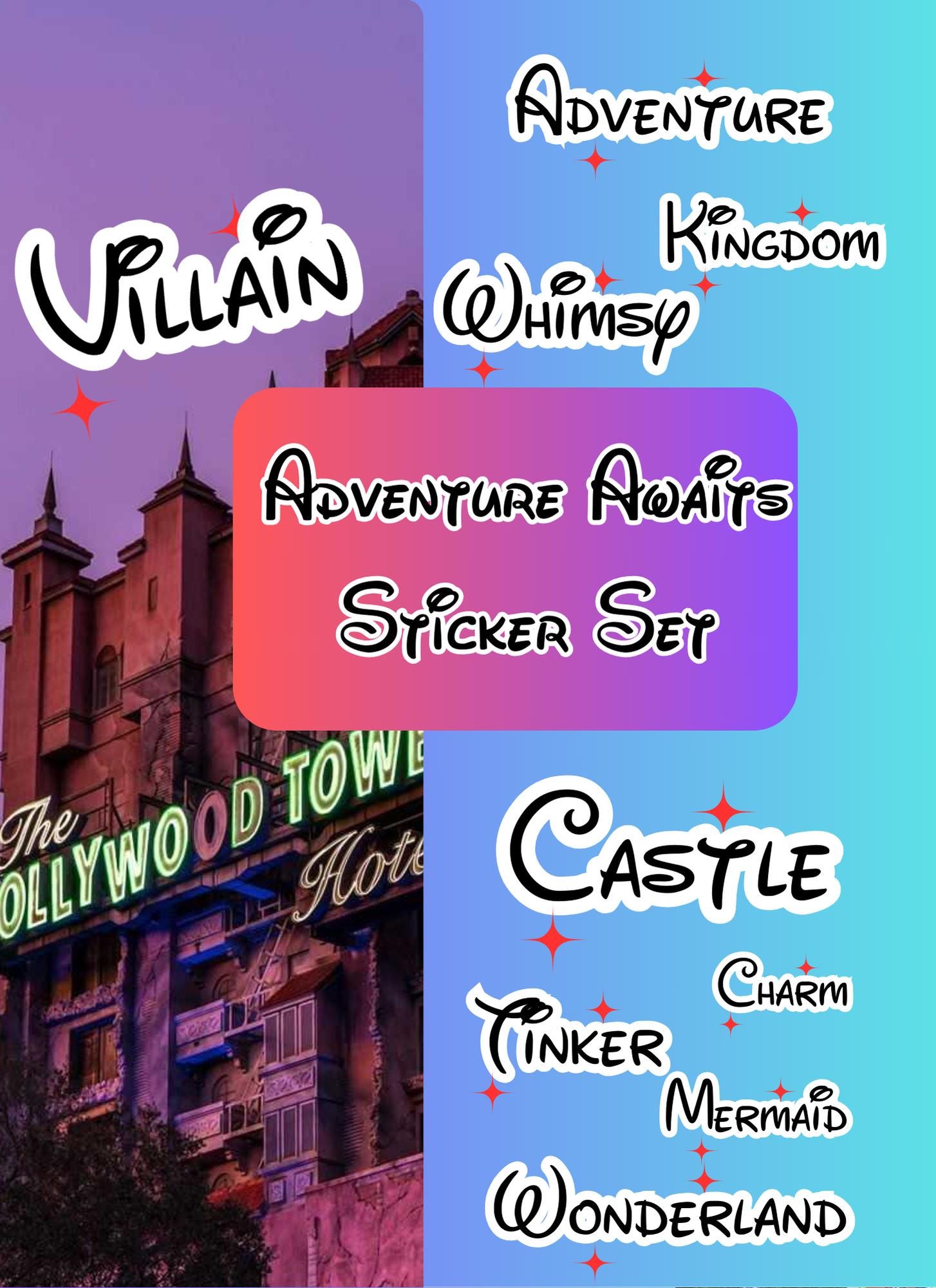 138-Count Disney-Themed Digital Stickers – Instant Download for Planners & Journals - Print or Digital Use. Disney Black, White and Red