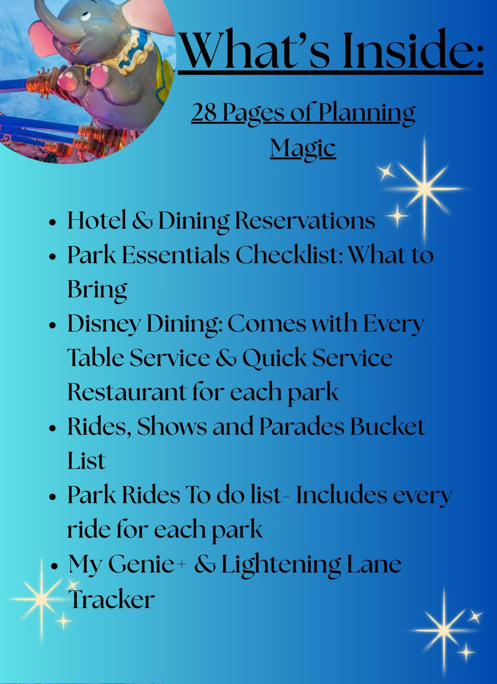 Disney World Digital Planner - 28 Fillable & Hyperlinked Pages Includes All Dining and rides for all 4 Parks- Instant PDF Download or Print