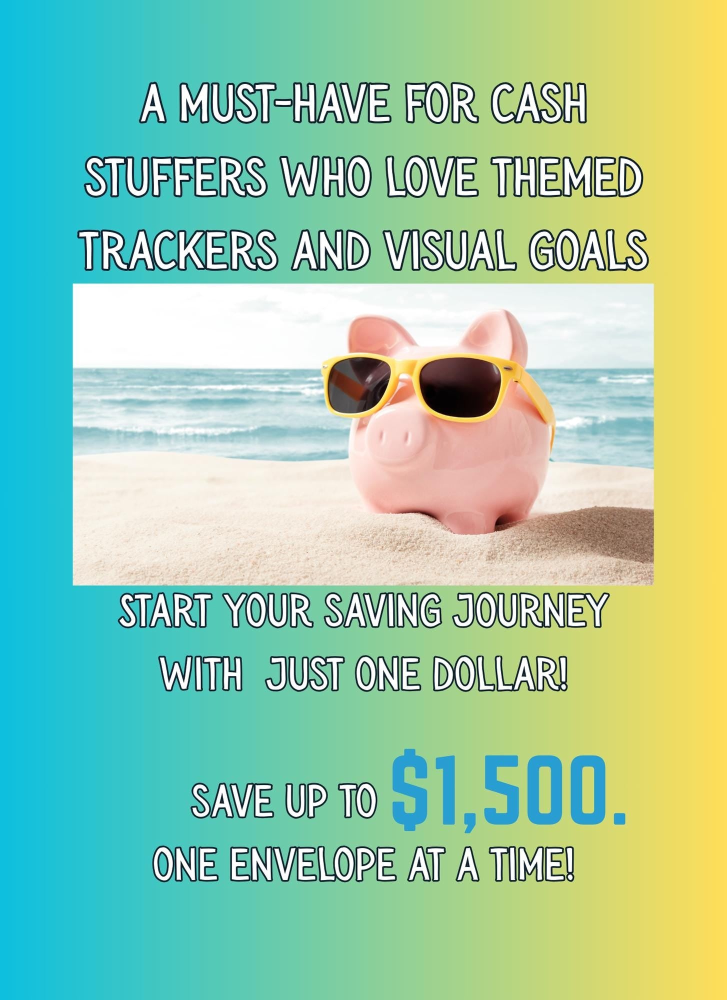 Beach-Themed Savings Challenge | 14-Page Digital PNG | Cash Stuffing Budget Tracker with 27 Envelope Cut-Outs A6 size Instant Download