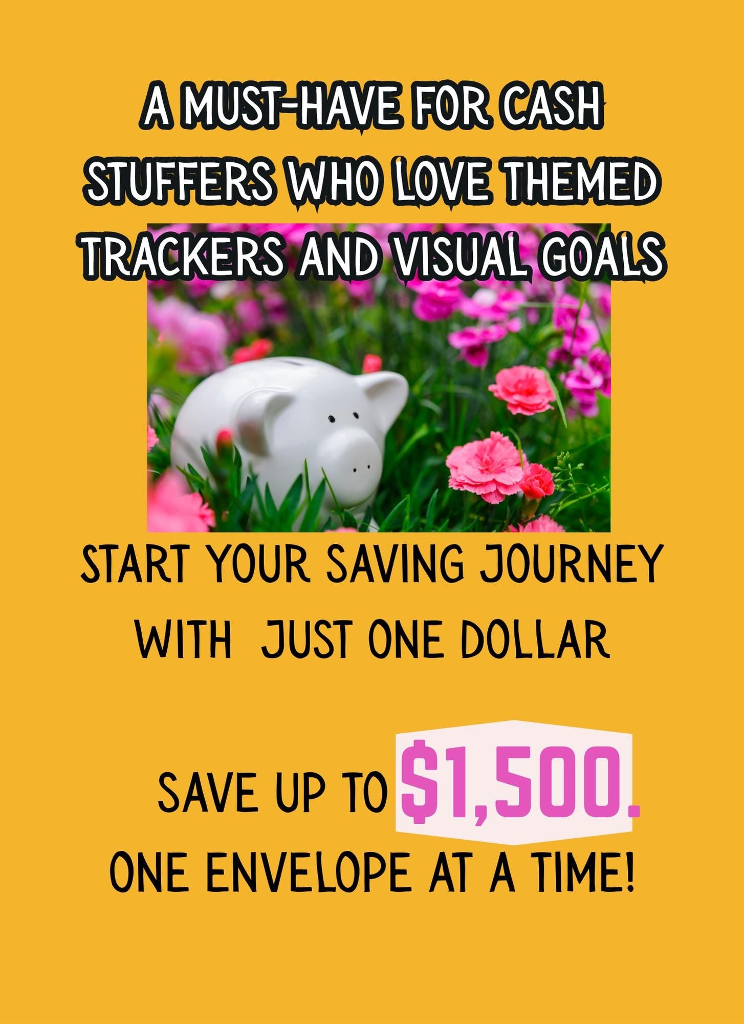 Floral - Themed Savings Challenge | 14-Page Digital PNG | Cash Stuffing Budget Tracker with 27 Envelope Cut-Outs A6 size Instant Download