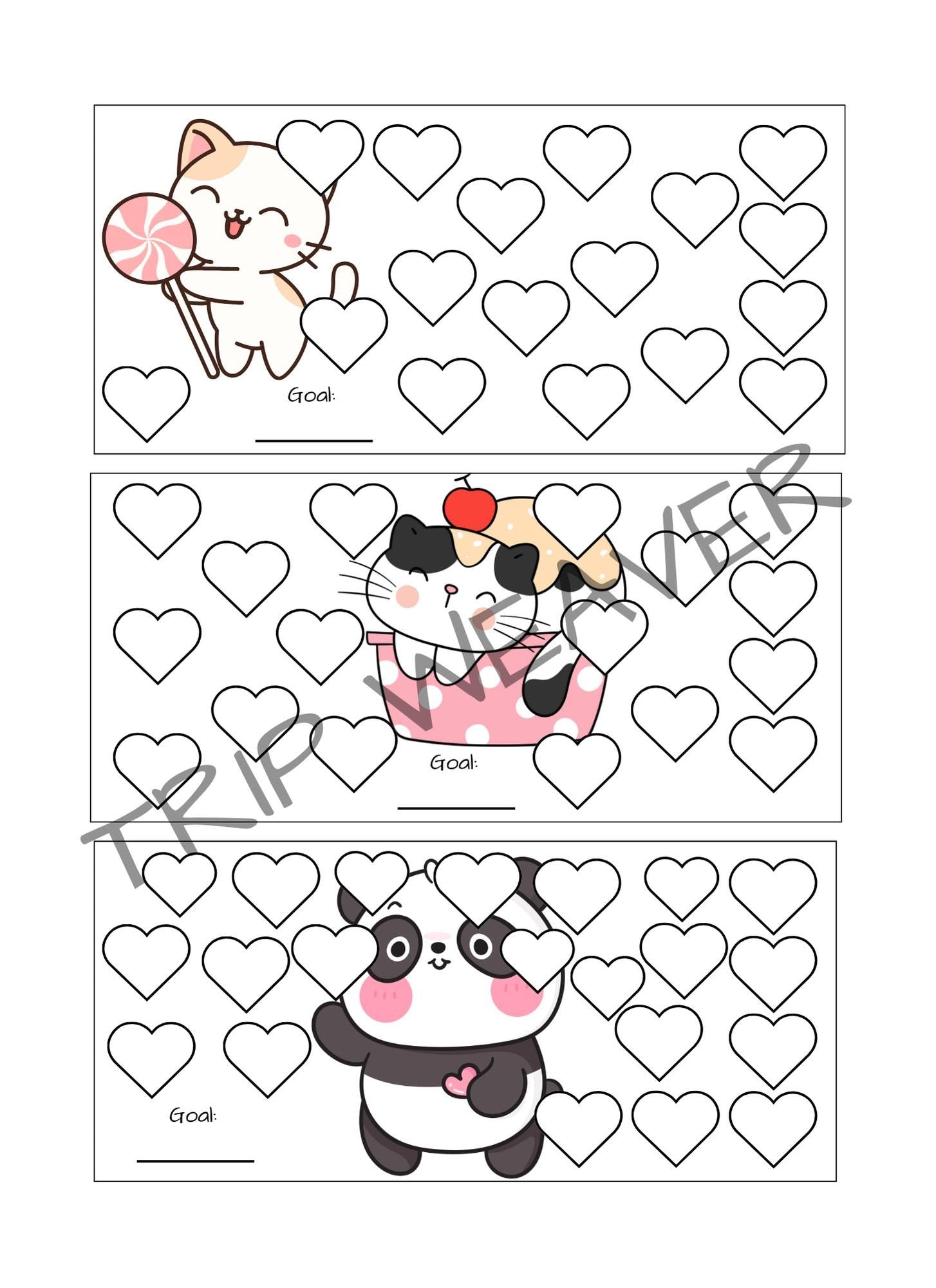 Kawaii Savings Challenge: Cash Stuffing Budget Tracker (Digital PNG, A6 Cut-Outs)