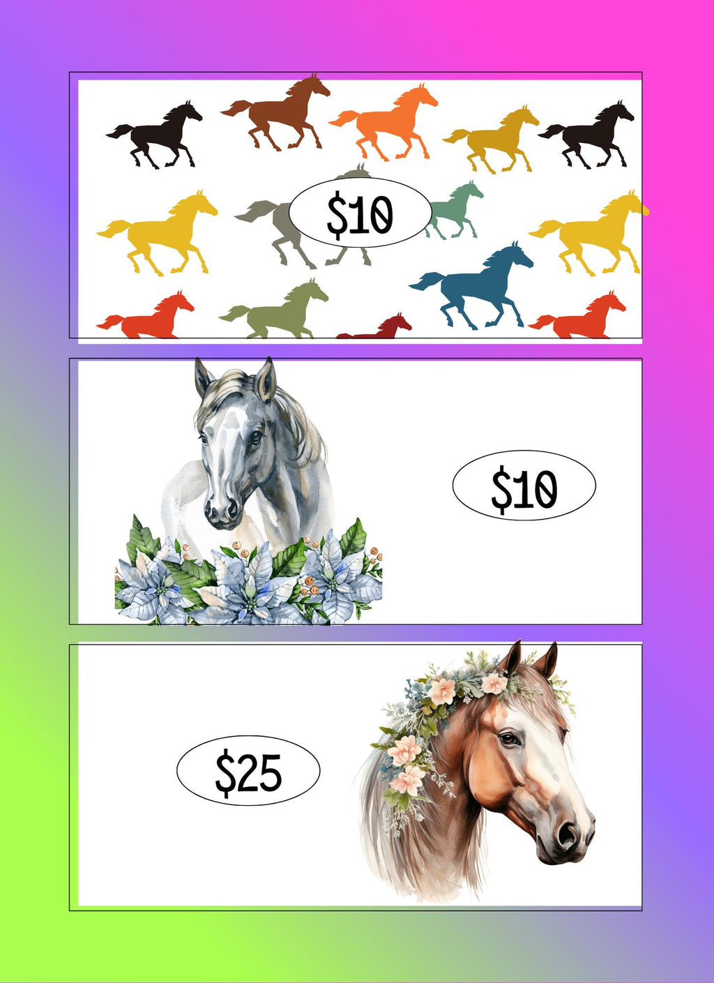 Horse-Themed Savings Challenge | 19-Page Digital PNG | Budget Tracker with 27 Envelope Cut-Outs