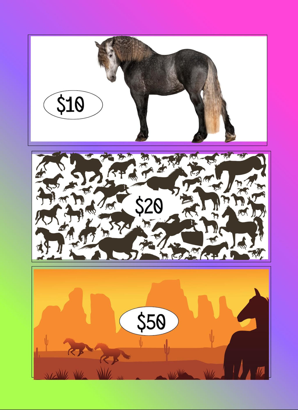 Horse-Themed Savings Challenge | 19-Page Digital PNG | Budget Tracker with 27 Envelope Cut-Outs