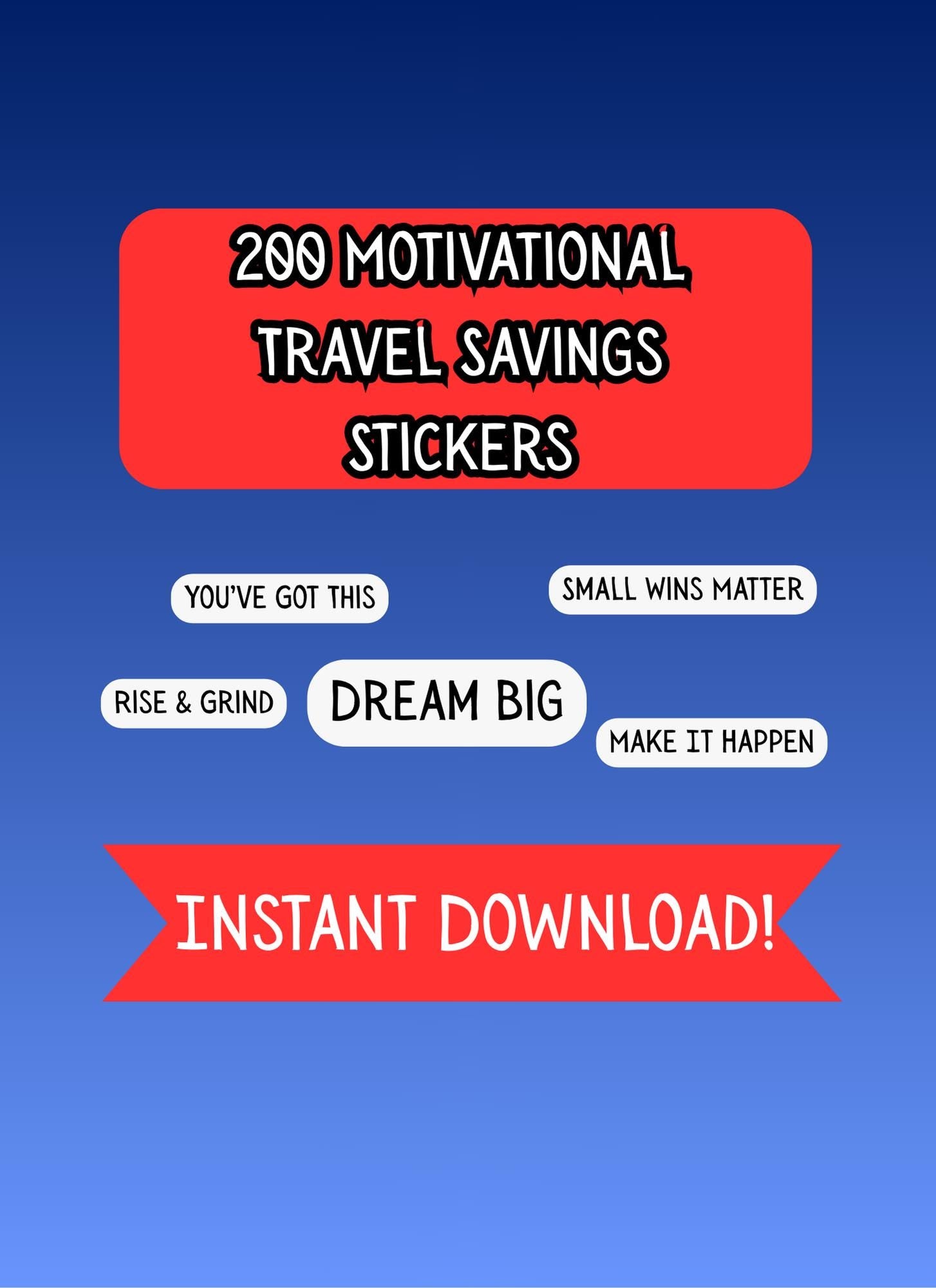 Ultimate Sticker Pack: 200 Digital PNGs for Savings, Motivation & Travel | Instant Download