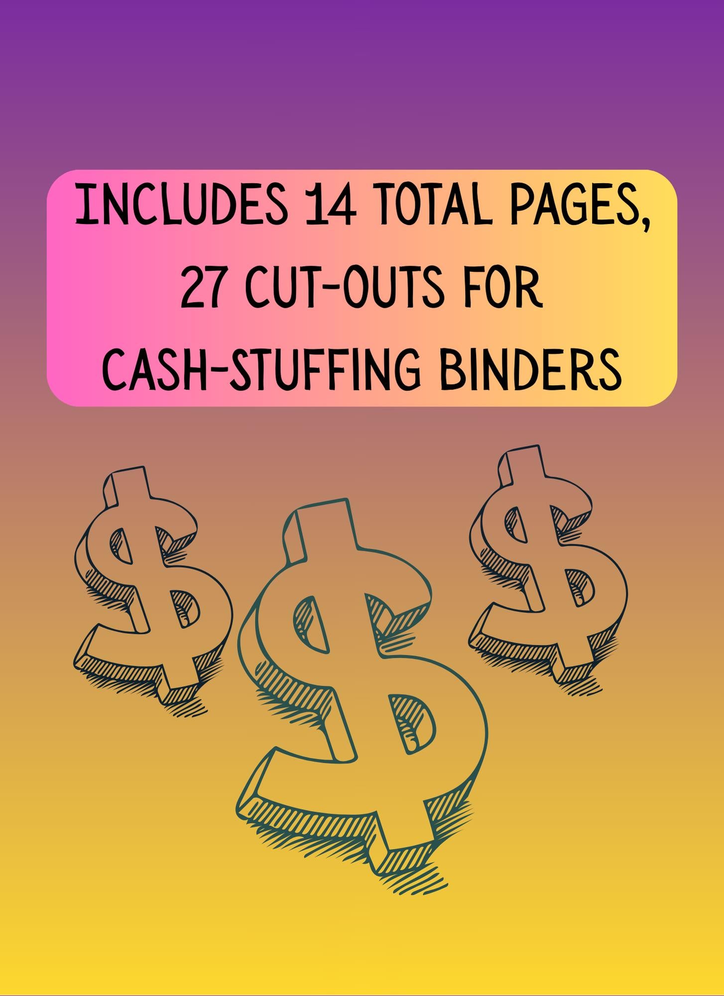 Fantasy Savings Challenge: Cash Stuffing Budget Tracker (Digital Download, 19-Page PNG, 27 Cut-Outs)