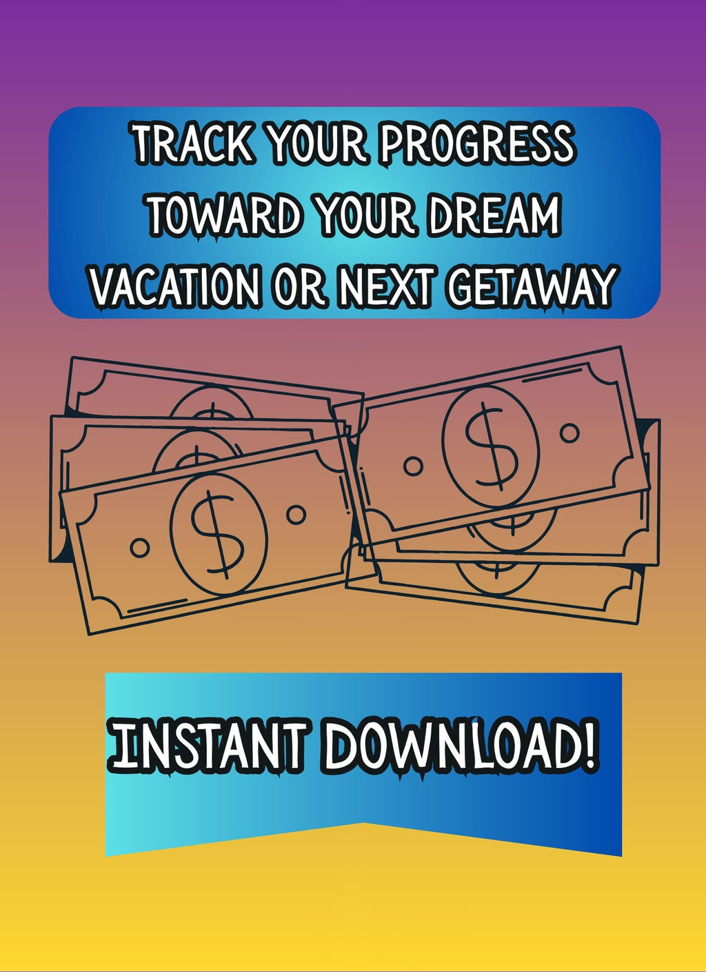 Fantasy Savings Challenge: Cash Stuffing Budget Tracker (Digital Download, 19-Page PNG, 27 Cut-Outs)