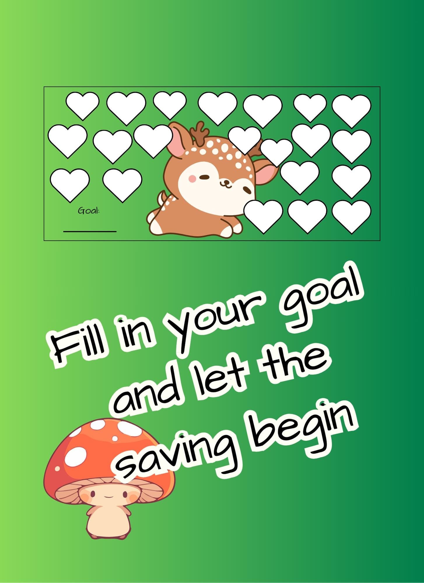 Kawaii Savings Challenge: Cash Stuffing Budget Tracker (Digital PNG, A6 Cut-Outs)
