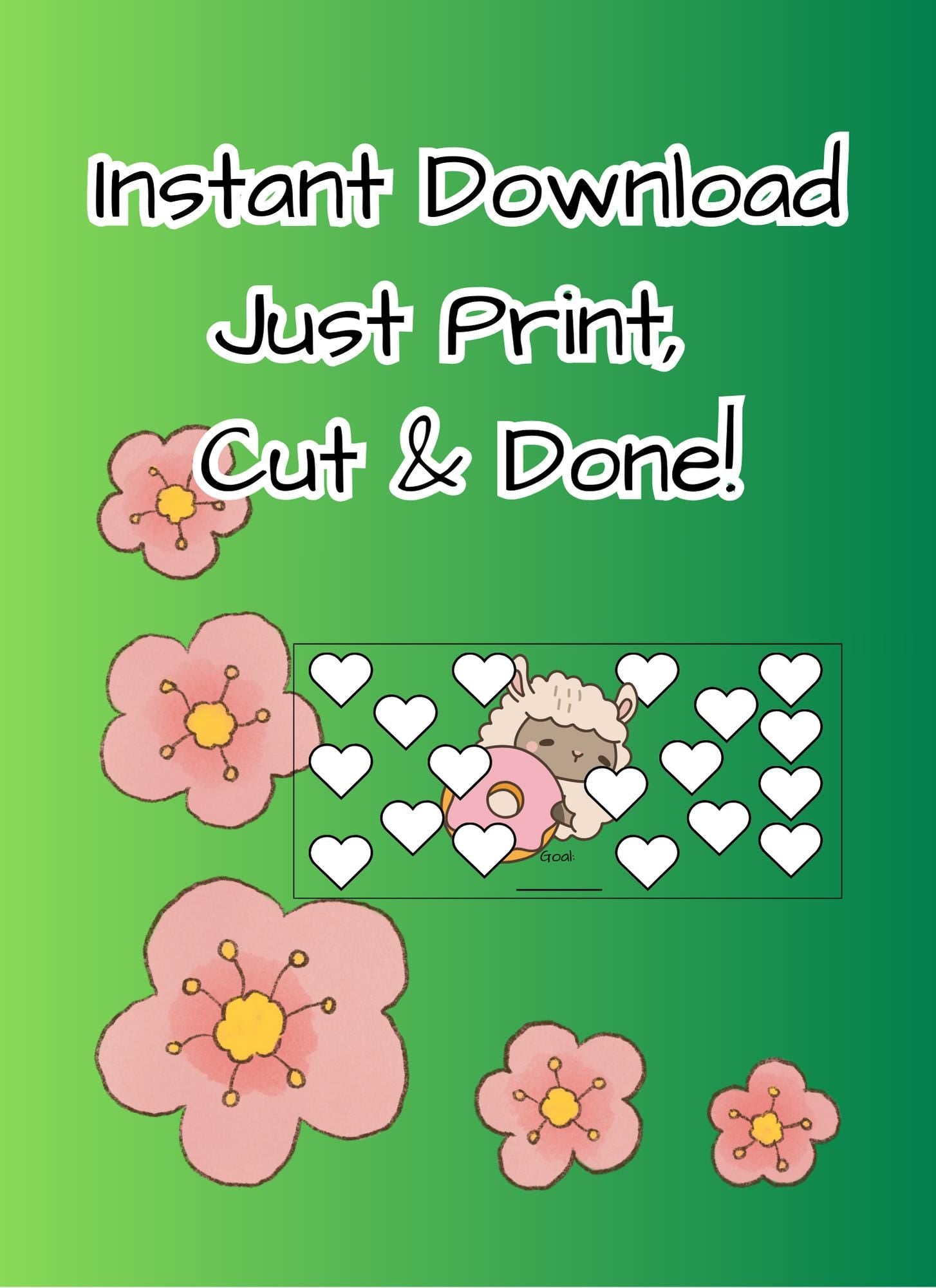 Kawaii Savings Challenge: Cash Stuffing Budget Tracker (Digital PNG, A6 Cut-Outs)