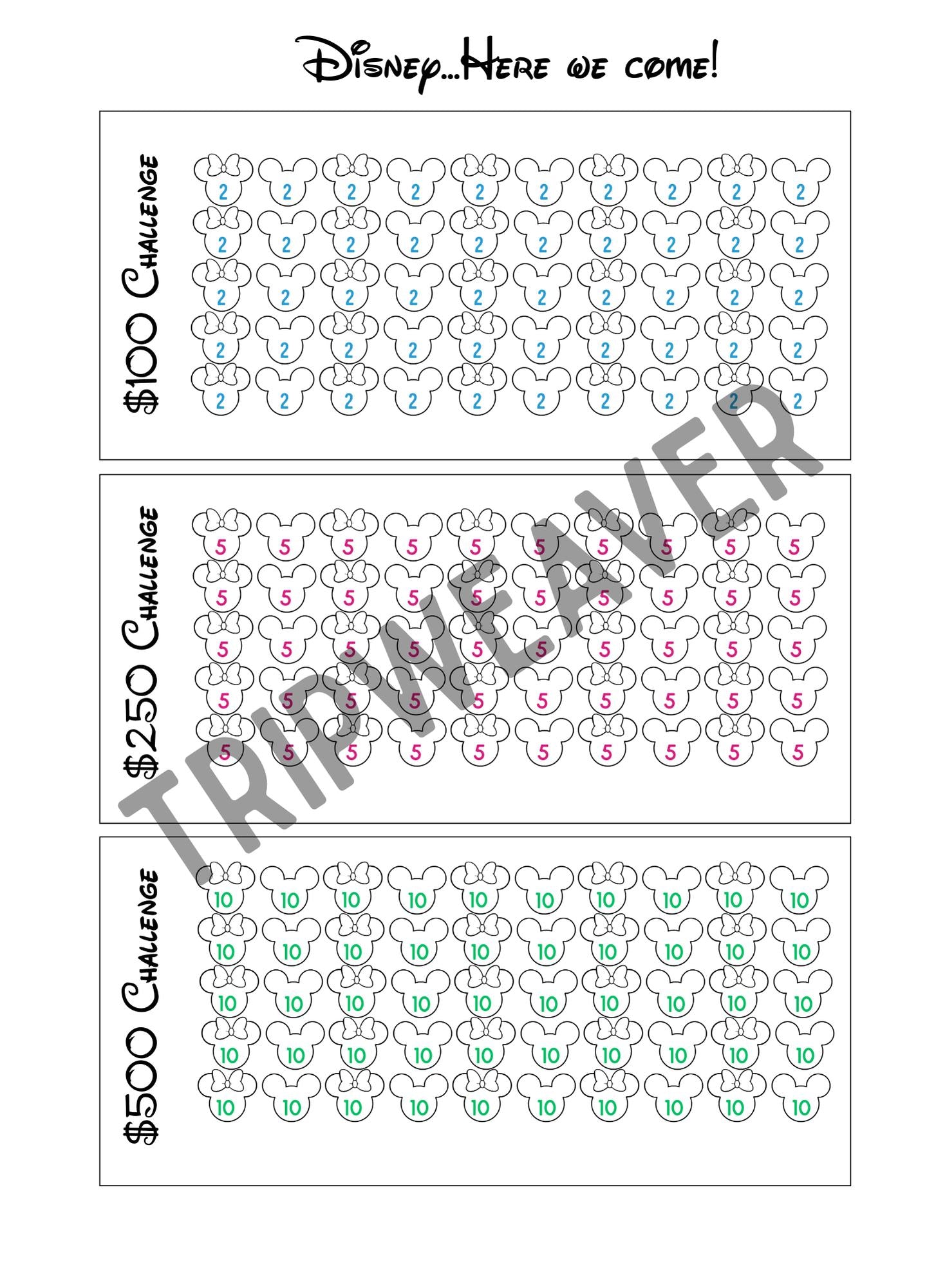 Disney Savings Challenge - Envelope Budget Tracker for Magical Vacations & Gift Surprises-Cash Stuffing Size A6 - Save up to 10,000 easily