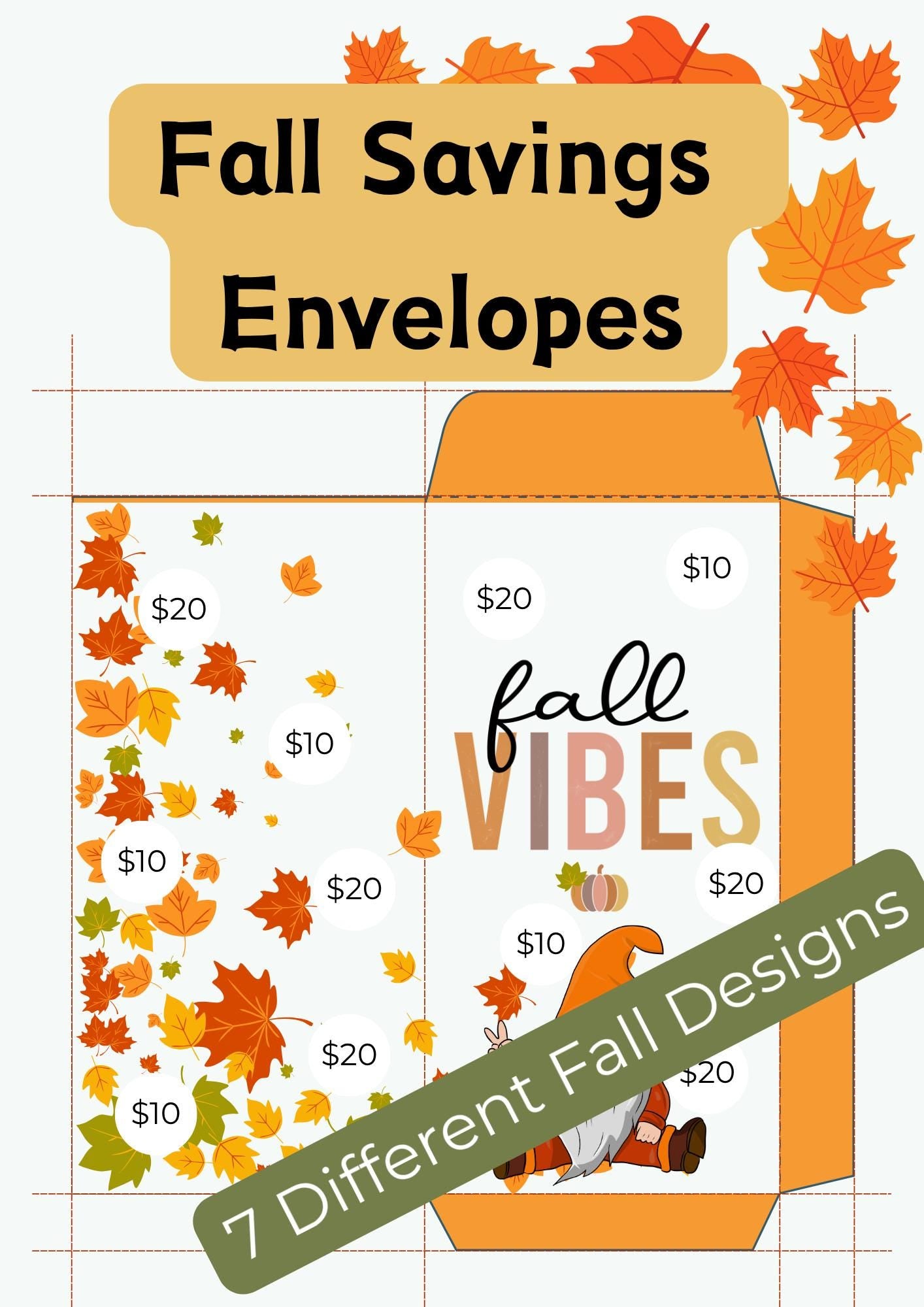 Fall Savings Envelope Printables | Autumn Cash Stuffing Challenge | Budget Tracker PDF | Instant Download