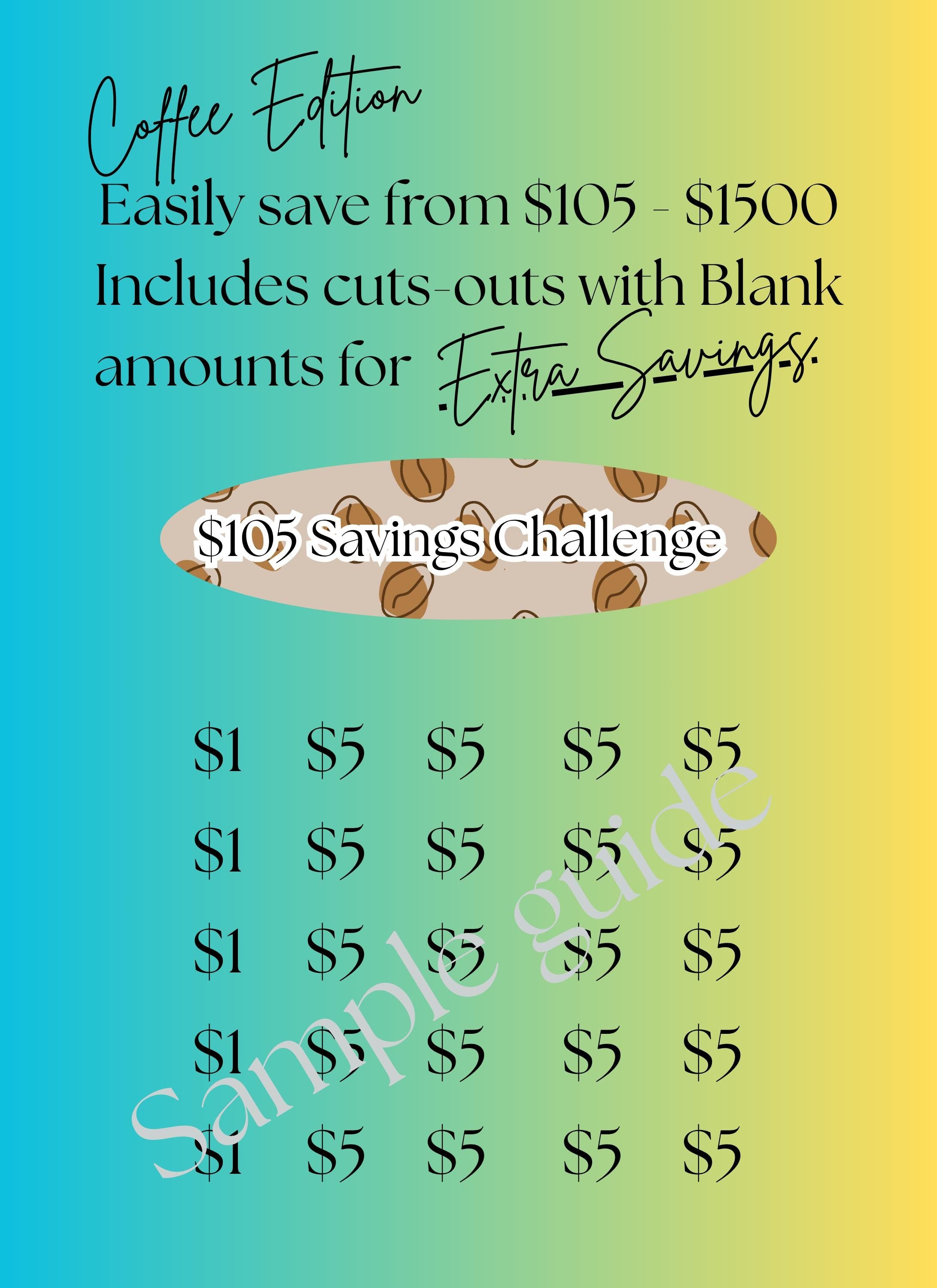 Coffee Savings Challenge: Printable Cash Envelope Tracker (Digital Download)
