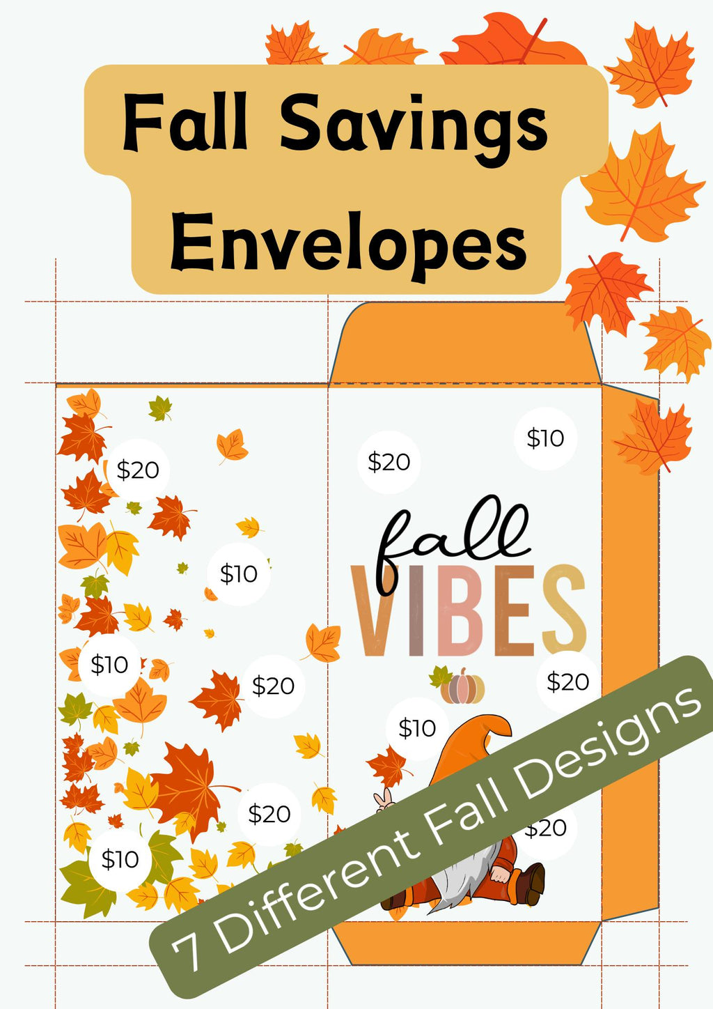 Fall Savings Envelope Printables | Autumn Cash Stuffing Challenge | Budget Tracker PDF | Instant Download